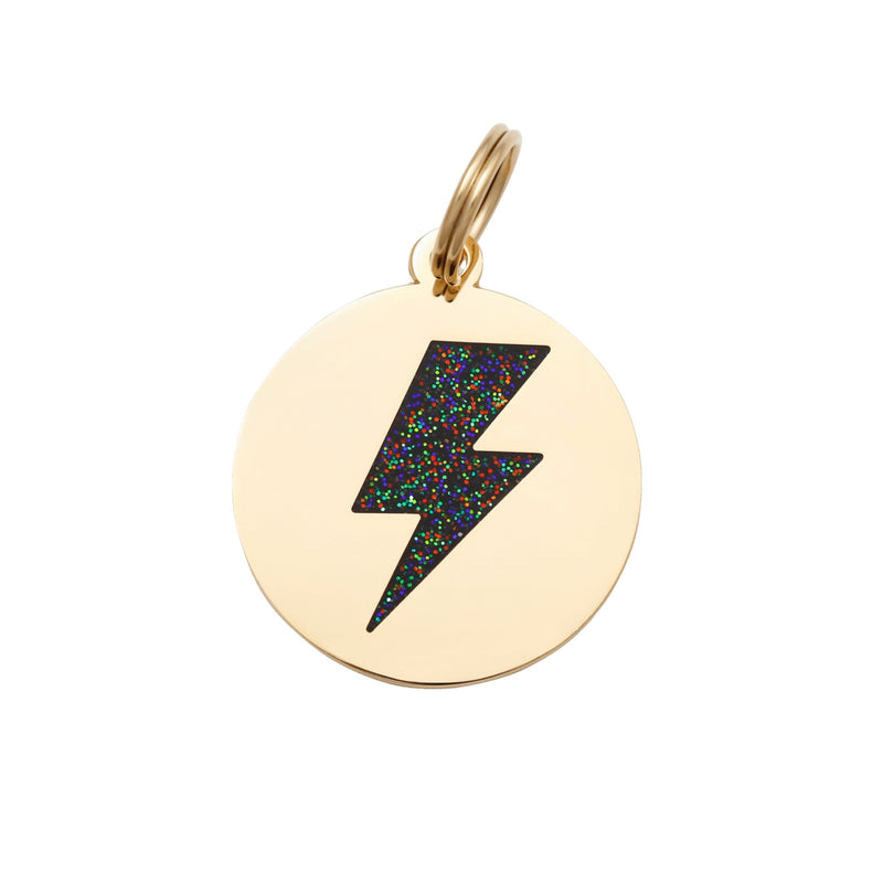 Lightning Bolt ID Tag - Black-Gold