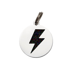Lightning Bolt ID Tag - Black-Silver