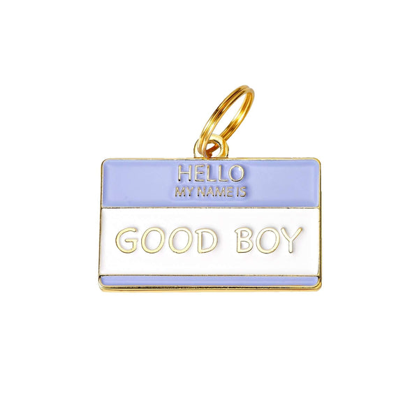 Hello My Name is 'Good Boy' Enamel Charm ID Tag