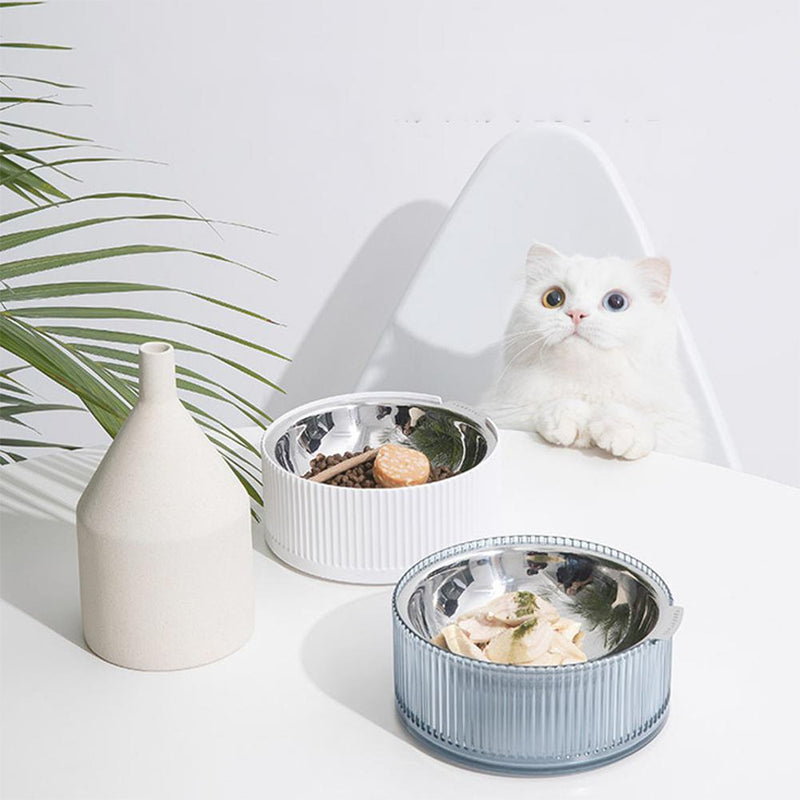 Modern Pet Bowl in Ribbed Glass